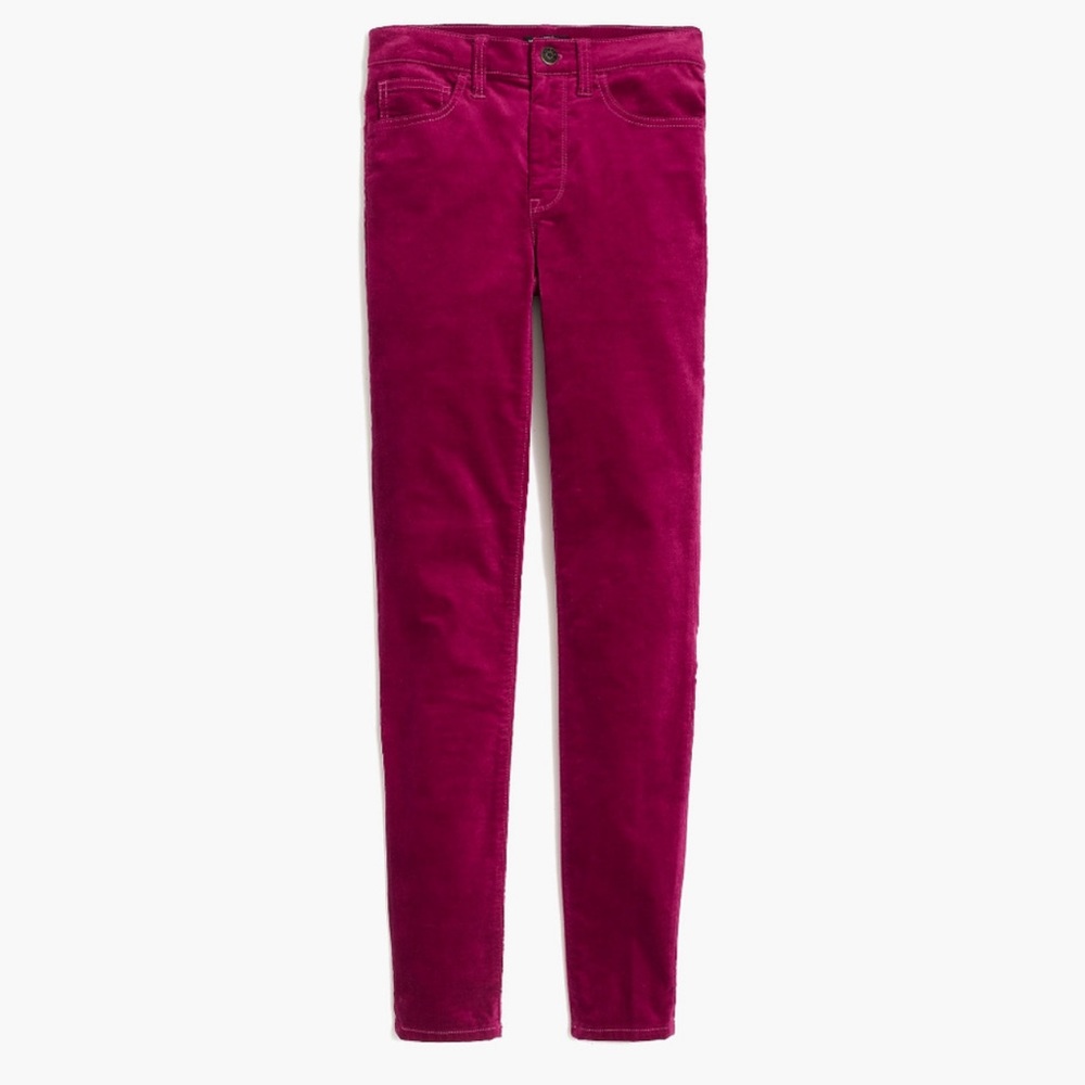 NWT J Crew Midrise Skinny Jean in Fresh Raspberry Velvet size 36